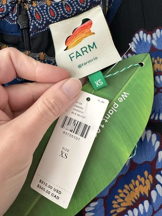 FARM RIO Ainika Ruffled Printed Crepe Maxi Dress SZ XS NWT - Picture 3 of 7